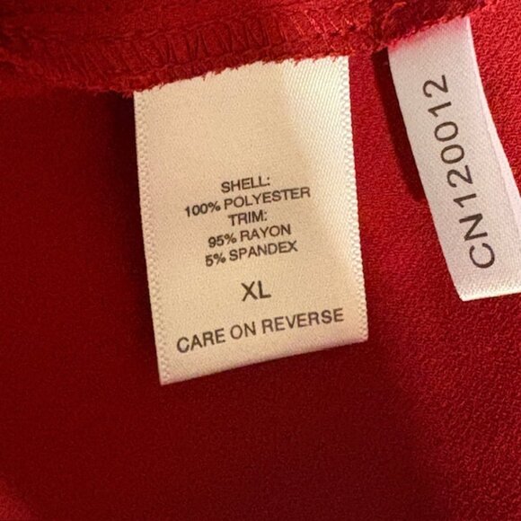 NYC 7th Avenue Red Dressy Cross Over XL Drapey Blouse Body Suit V Neck NWT - Picture 7 of 10